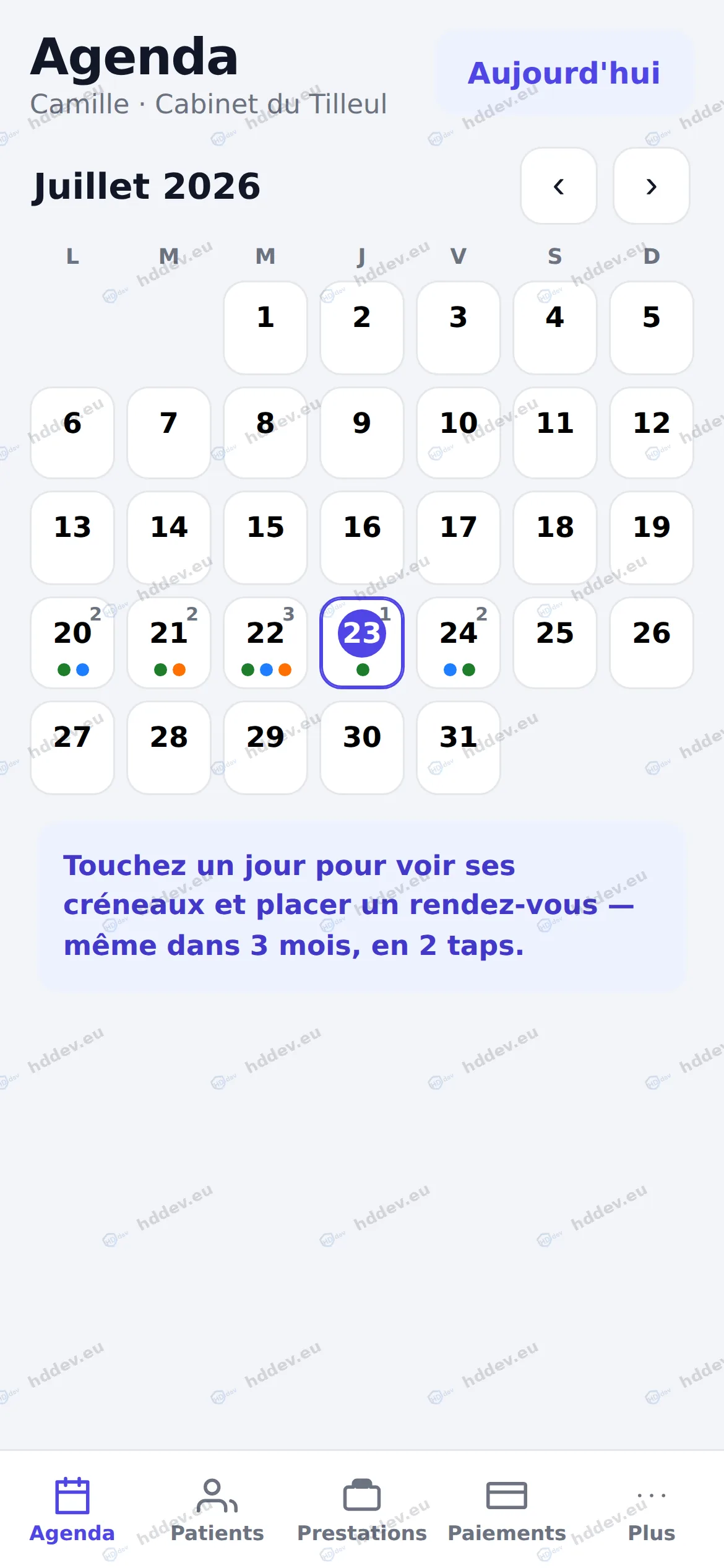 Application mobile — Votre agenda du mois