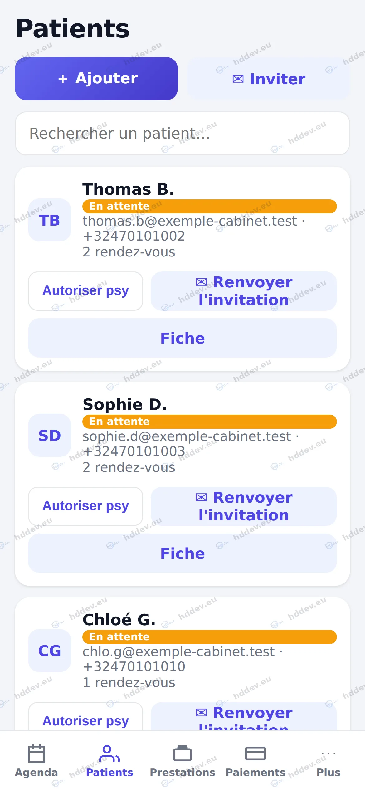 Application mobile — Vos patients
